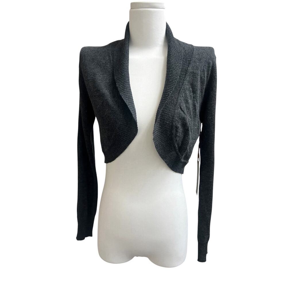 Wilster NWT Metallic Bolero Cardigan Knit Sweater Cropped Long Slv Sz XS?